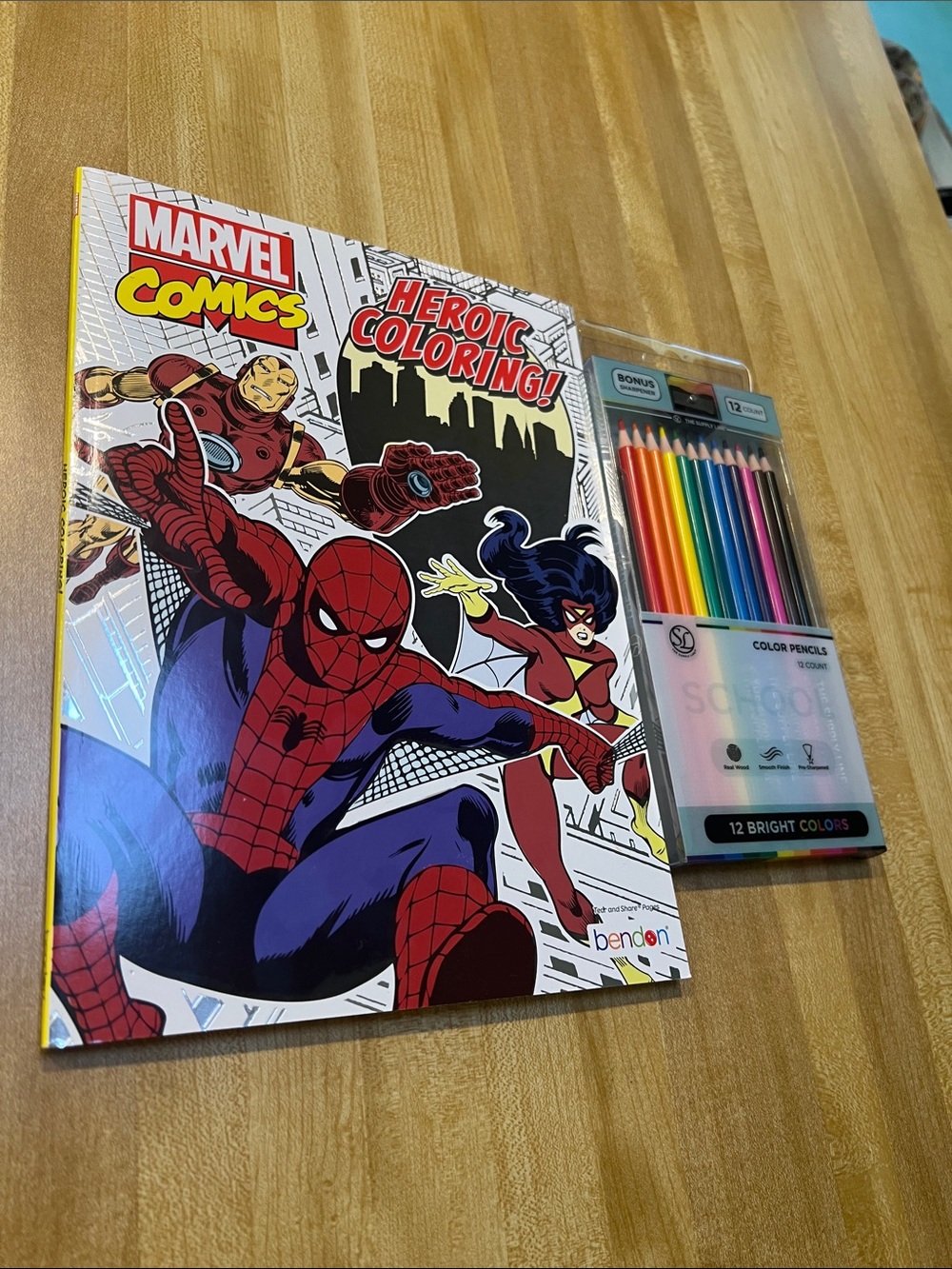 #3345**Marvel Heroic Coloring Book with Colored Pencils - Red, Blue, Yellow